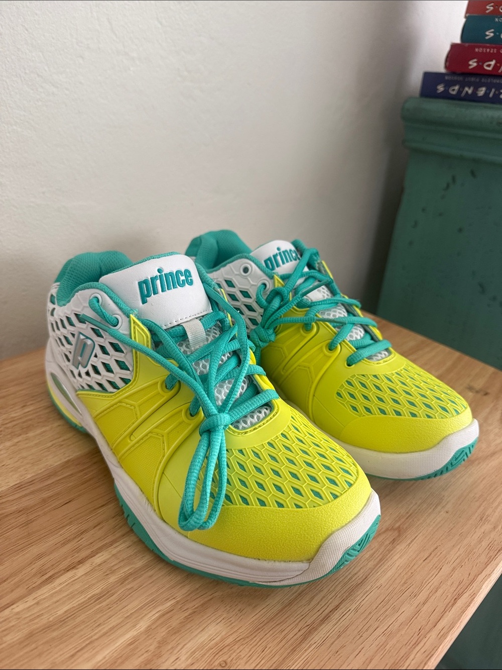 Prince Neon Yellow and Teal Athletic Sneakers